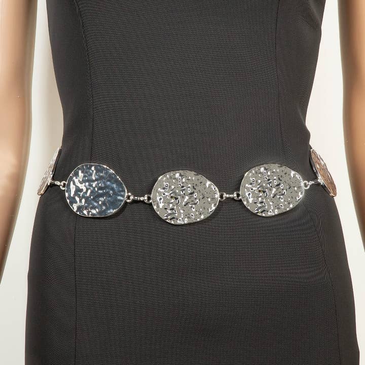 Collections by Fame Accessories - Wholesale Belt - Women's - Metallic Hammered Oval Chain Belt4