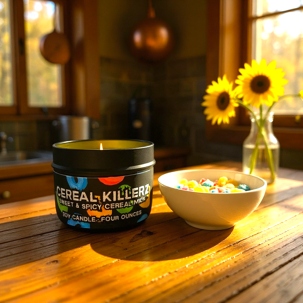Raven’s Hearth - Vendita all'ingrosso Candela in vasetto - Candela Cereal Killerz | Profumo di Latte ai Cereali | Halloween4