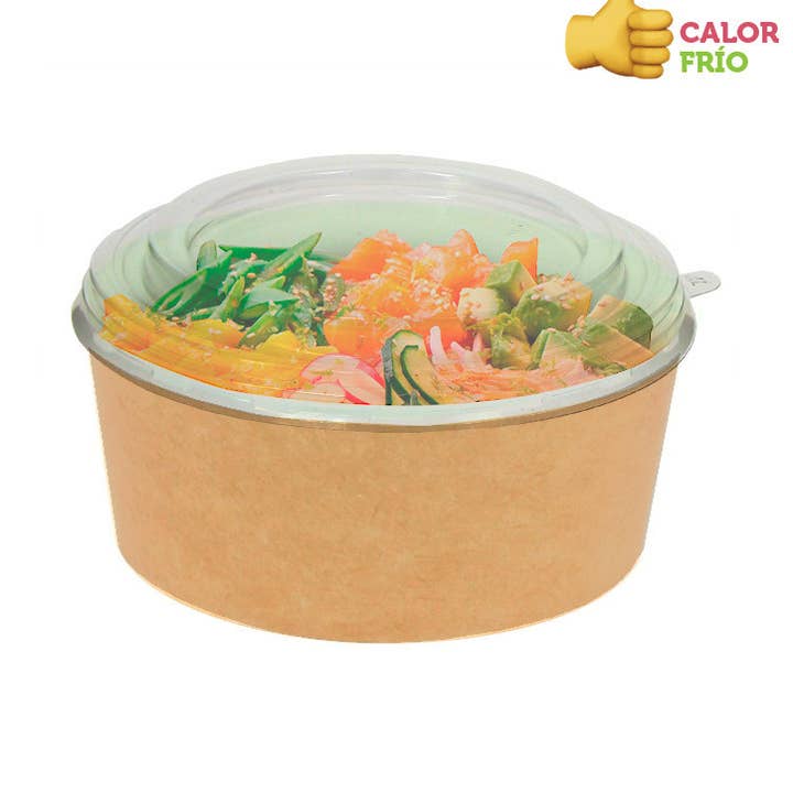 PUNTOQPACK - Wholesale Food Storage Container - Deco Kraft Cardboard Container With Special Poke Bowl Lid0