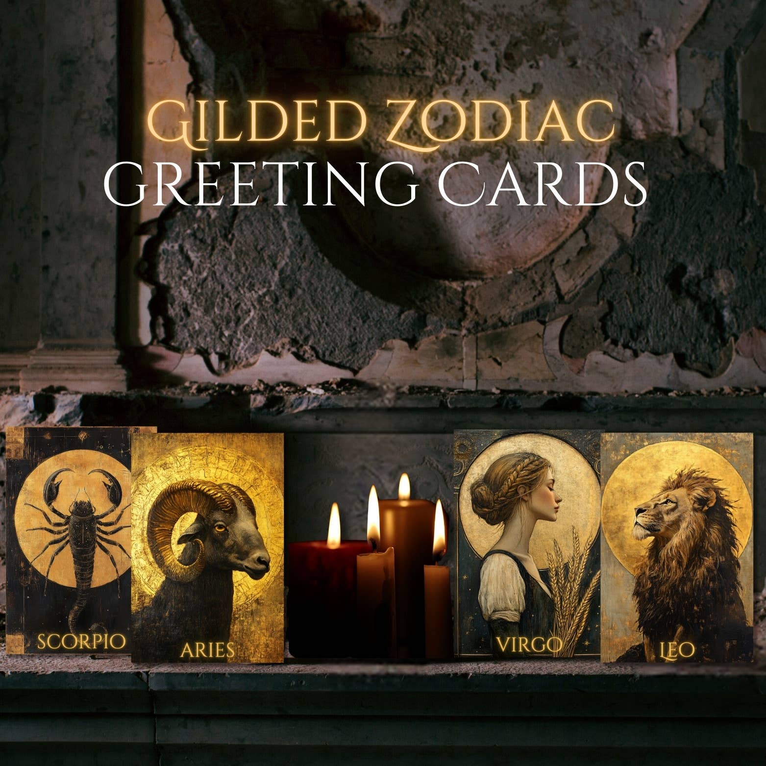 Ye Curiosity Shoppe - Wholesale Everyday Greeting Card - Gilded Zodiac Greeting Cards12