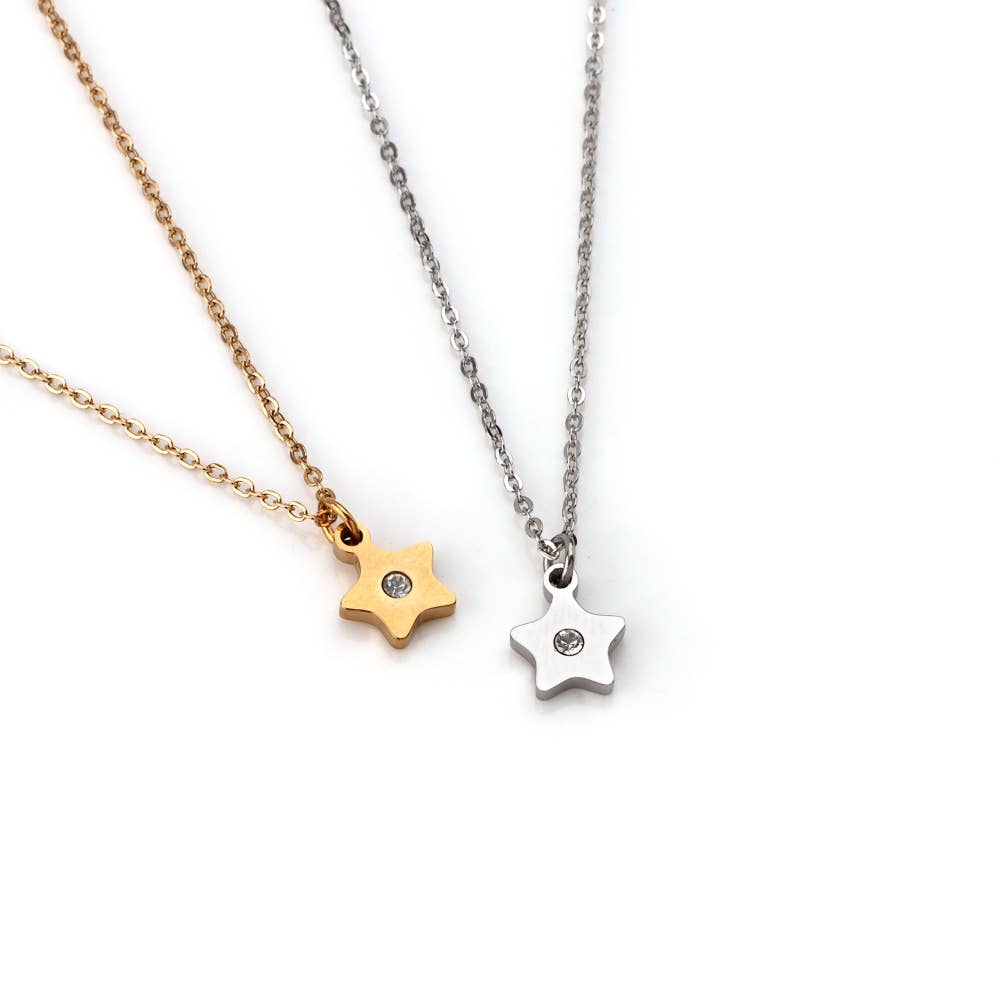 Shebiju - Wholesale Link & Chain Necklace - Steel Star Necklace with Diamond0