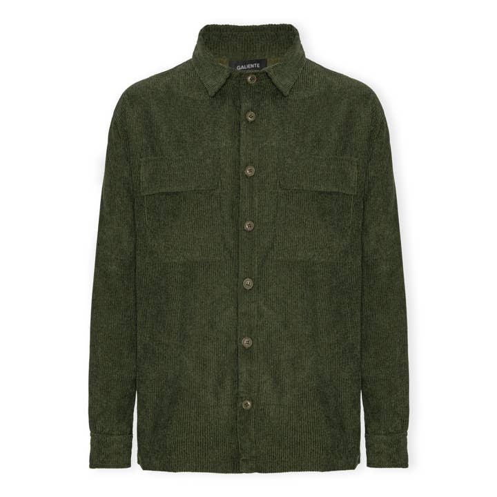 Galiente - Wholesale Button Down Shirt - Men's - Green corduroy oversize shirt