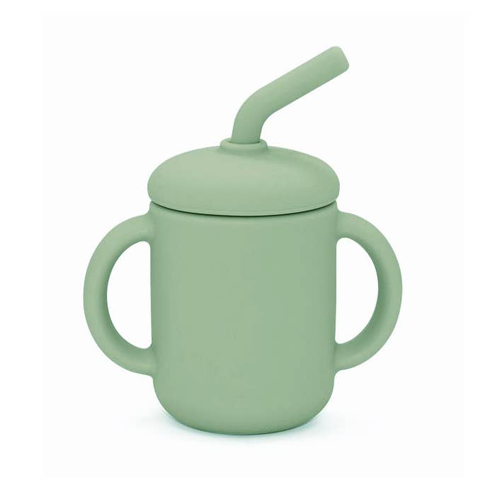 Silicone Cup with Straw Cameo Green for wholesale by Summerville organic