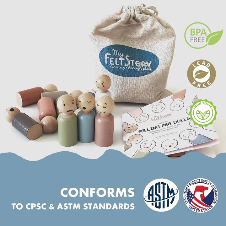 My Felt Story - Wholesale Toy Set - Kids - Muted Feeling Peg Dolls 10 Set + Booklet8