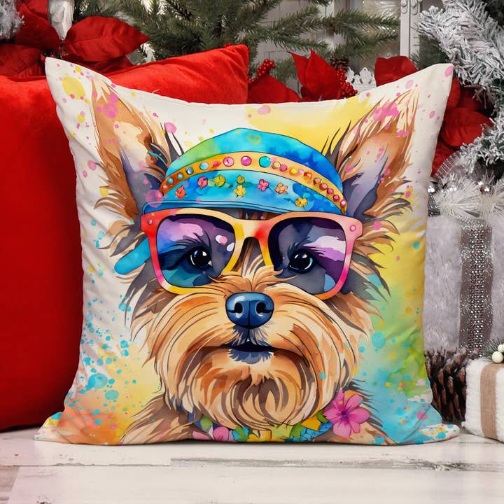 Yorkshire Terrier Hippie Dawg Pillow 18x18 DAC2577 for wholesale by Caroline's Treasures