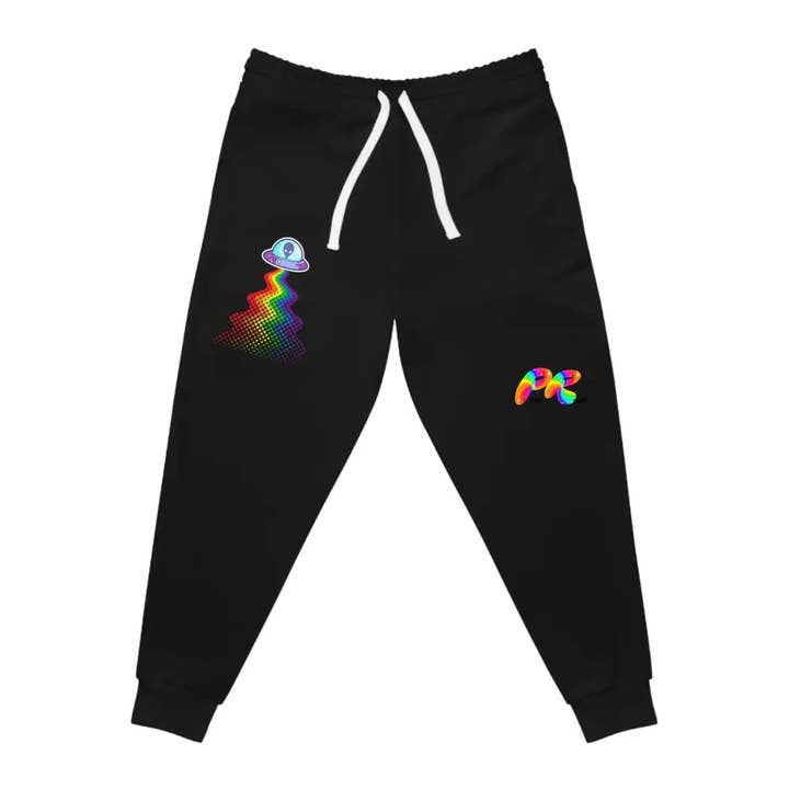 Unisex UFO Rainbow Athletic Joggers for wholesale by Prism Raves