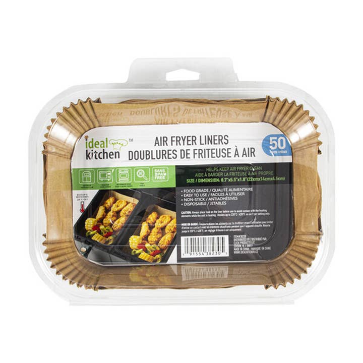 Air Fryer Liner Paper 50 pack 7.8" Rectangular for wholesale by Deluxe Import Trading