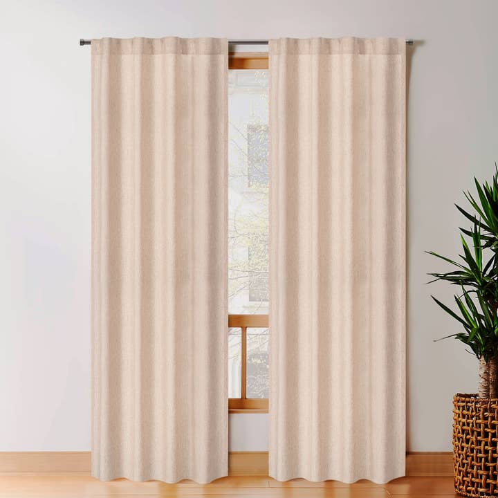 Farmhouse Flax Linen Tab Top Curtains, Set of 2 – 50x72" for wholesale by Bedding Craft