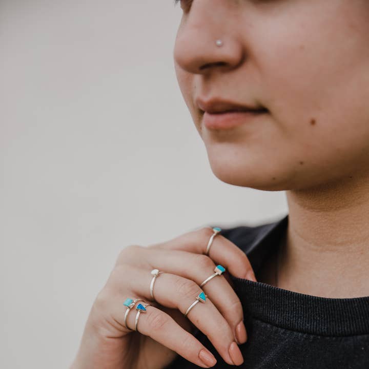 Stacking Rings- Turquoise + Opal for wholesale by Rainbow Trading Post