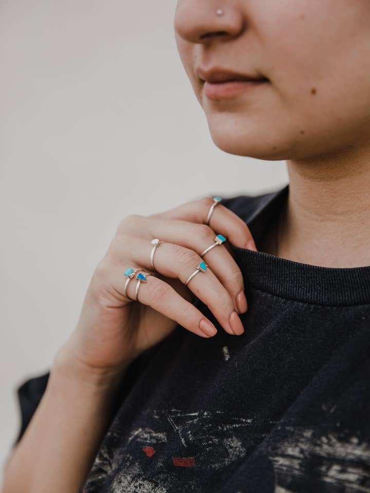 Stacking Rings- Turquoise + Opal for wholesale by Rainbow Trading Post