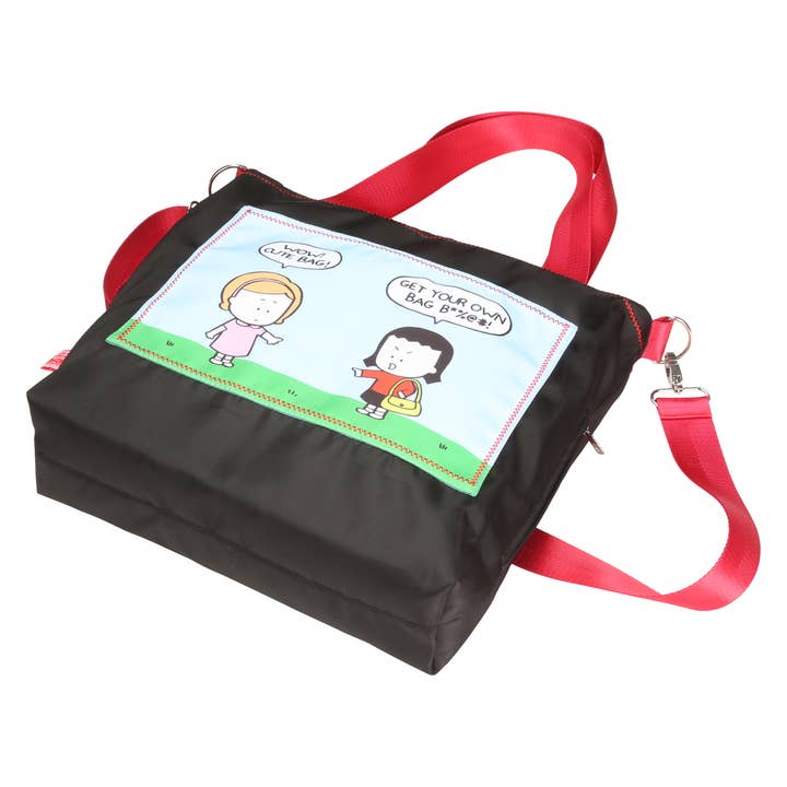 Angry Little Girls - Wholesale Tote Bag - Women's - Get Your Own Bag B*%@#! crossbody tote bag with front pocket1