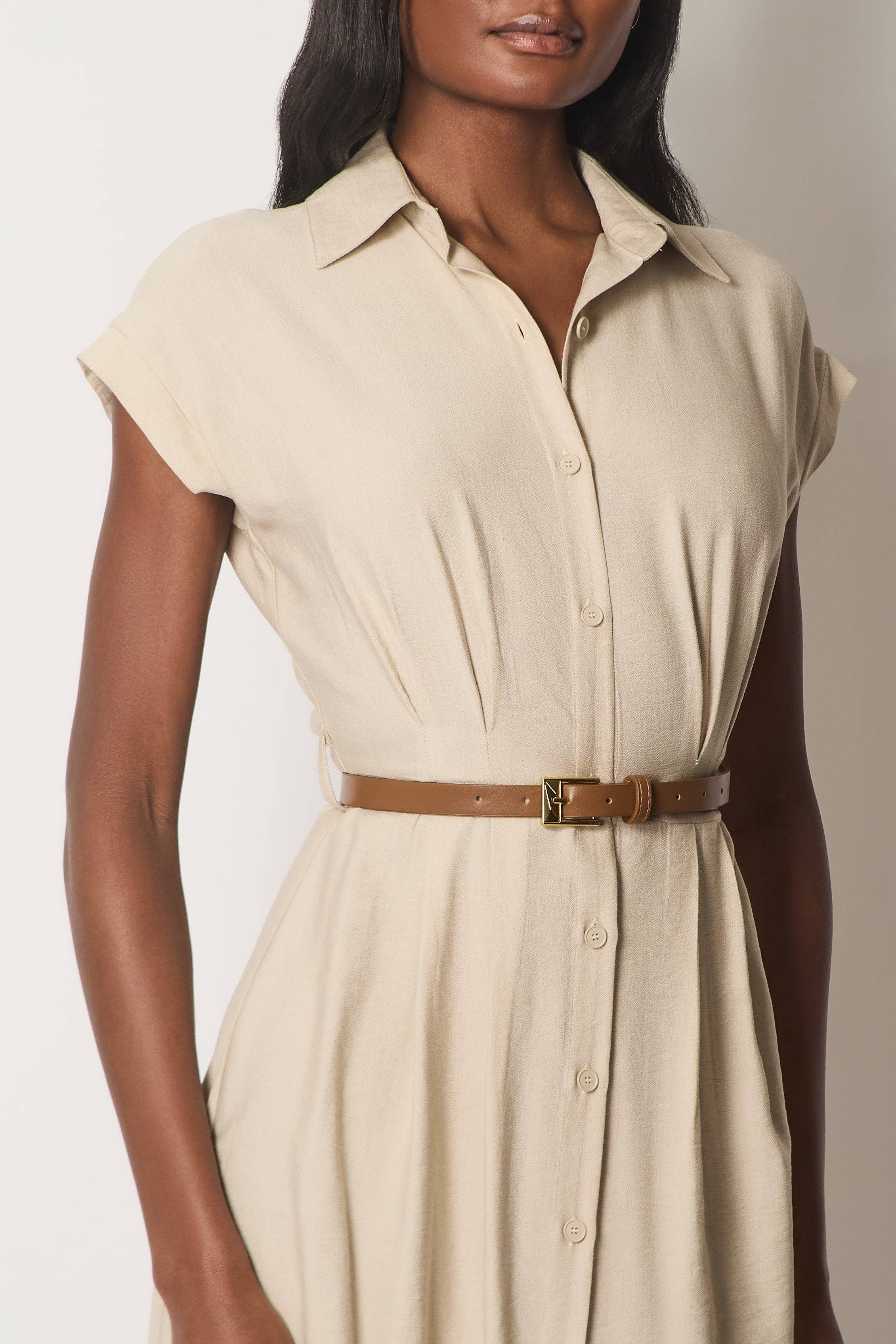 SOLO – Vestido - Mulher por atacado – Vestido Camiseiro Midi com Botões - Pedra2