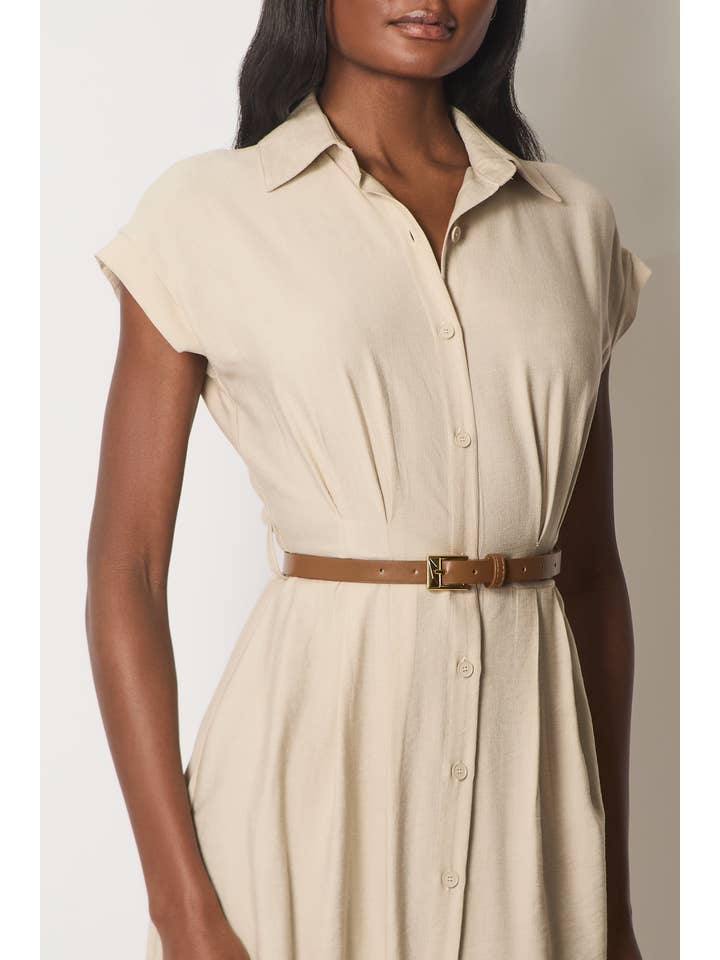 SOLO – Vestido - Mulher por atacado – Vestido Camiseiro Midi com Botões - Pedra2