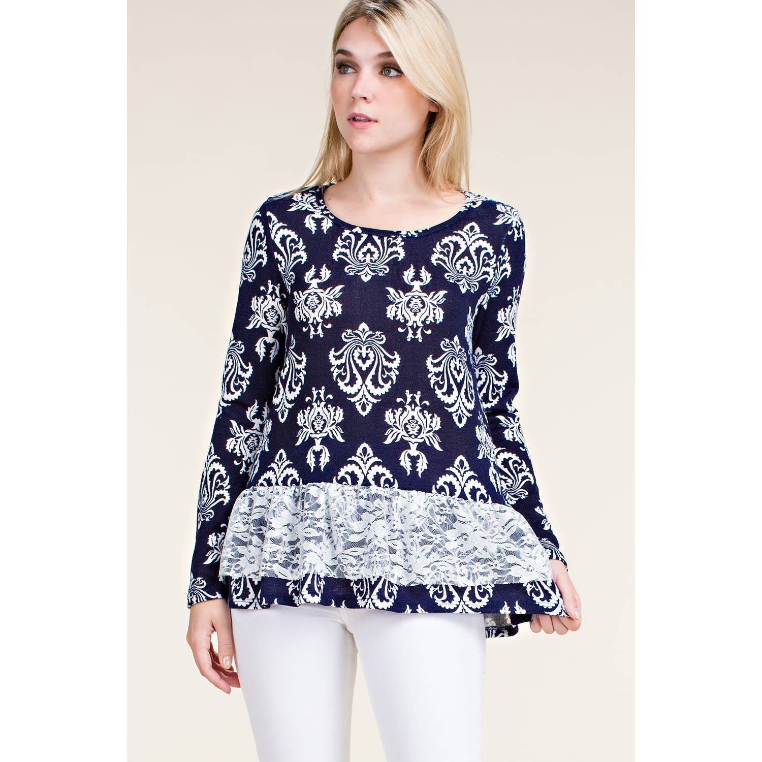 VOCAL - Wholesale Blouse - Dames - Klassieke gotische gesublimeerde print lange mouw top6
