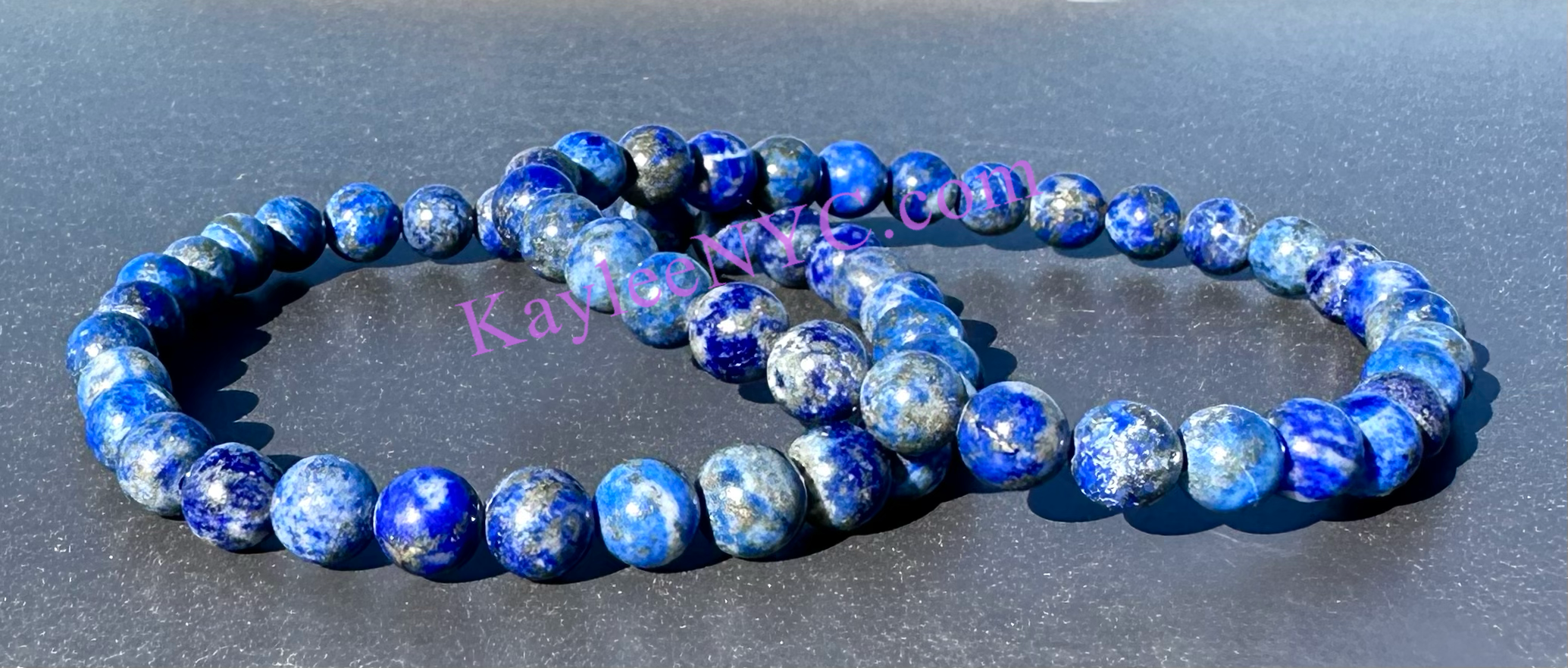 KayleeNYC - Wholesale Beaded Bracelet - Natural Lapis Lazuli 5.5-6mm 7.5” Crystal He2