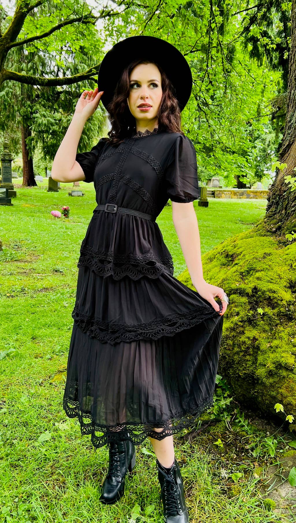 Witchwood Bags - Wholesale Dress - Women's - Annabel - Romantic Cottage Goth Tiered Dress - READY TO SHIP2