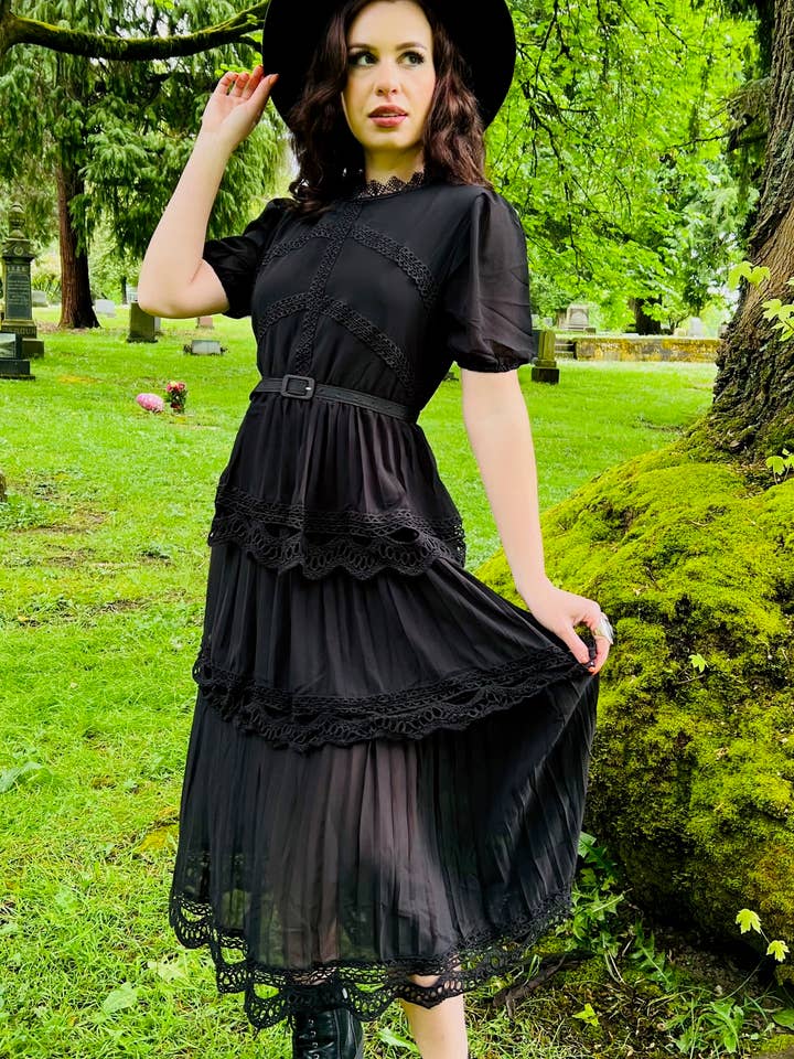 Witchwood Bags - Wholesale Dress – Women's - Annabel - Romantic Cottage Goth Tiered Dress - Pre-ORDER2