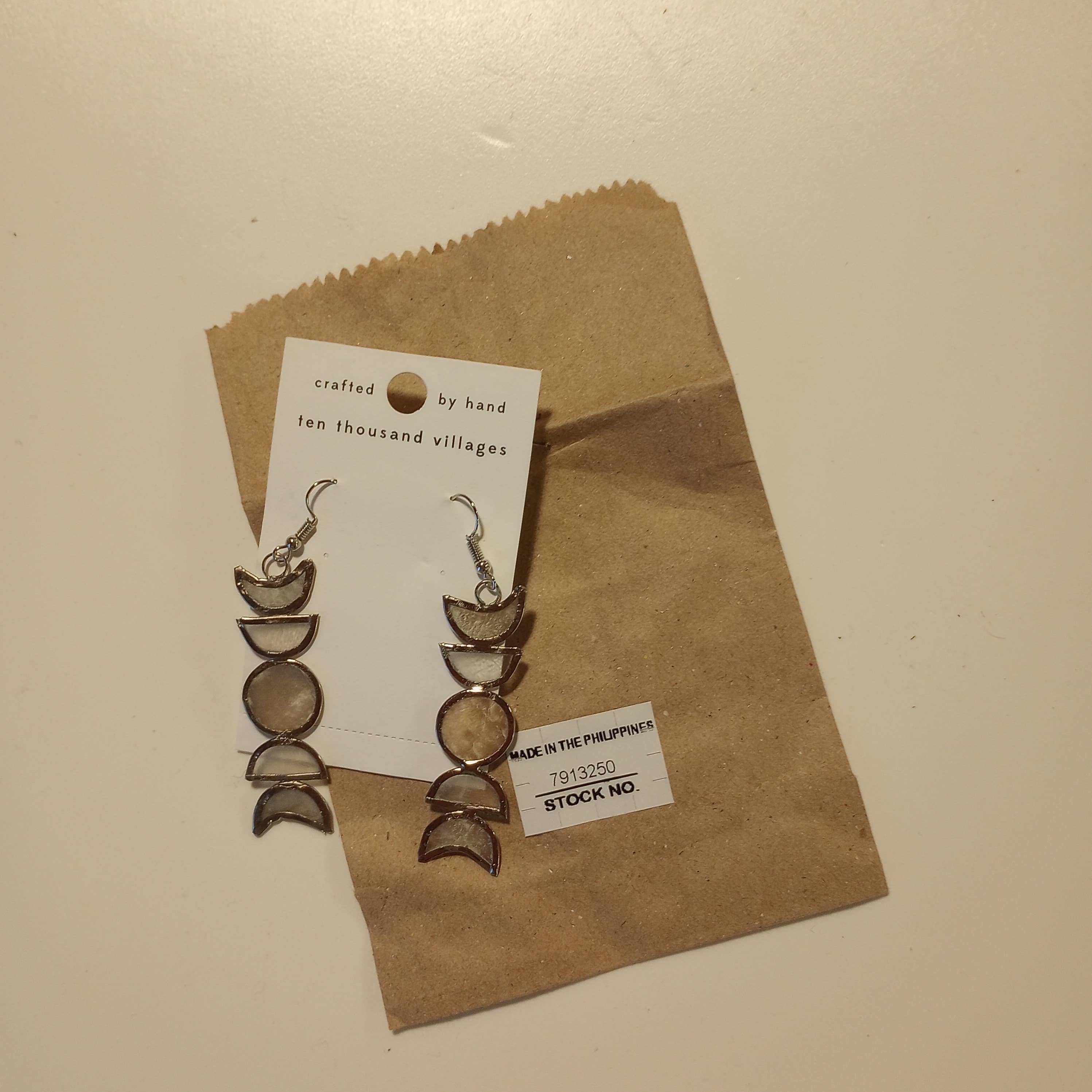 Ten Thousand Villages - Wholesale Dangle Earrings - Moon Phases Capiz Earrings2