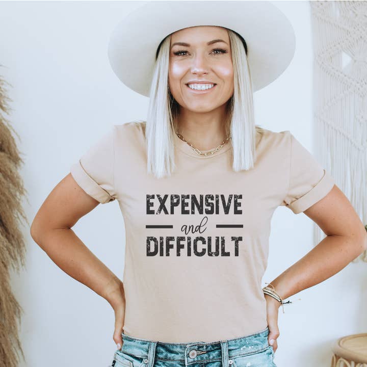Trendznmore - Wholesale Screen Printed T-Shirt - Women's - Expensive and Difficult T-Shirt