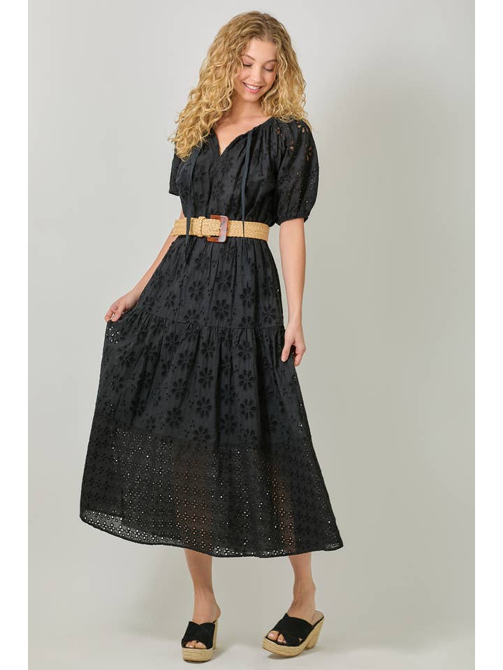 Mystree - Wholesale Dress - Women's - 61037 Puff Sleeve Tiered Eyelet Dress8