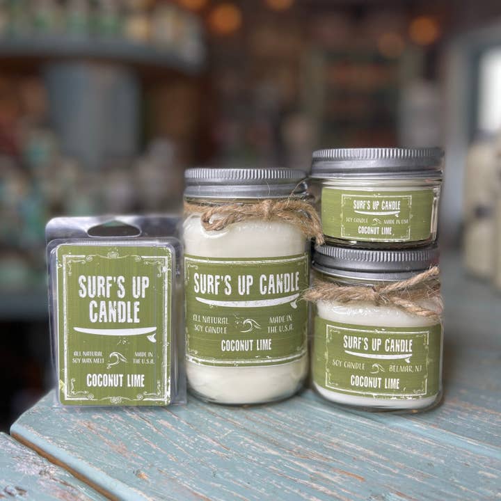 Surfs Up Candle - Wholesale Jar/Filled Candle - Coconut Lime Mason Jar Candle - Original Collection