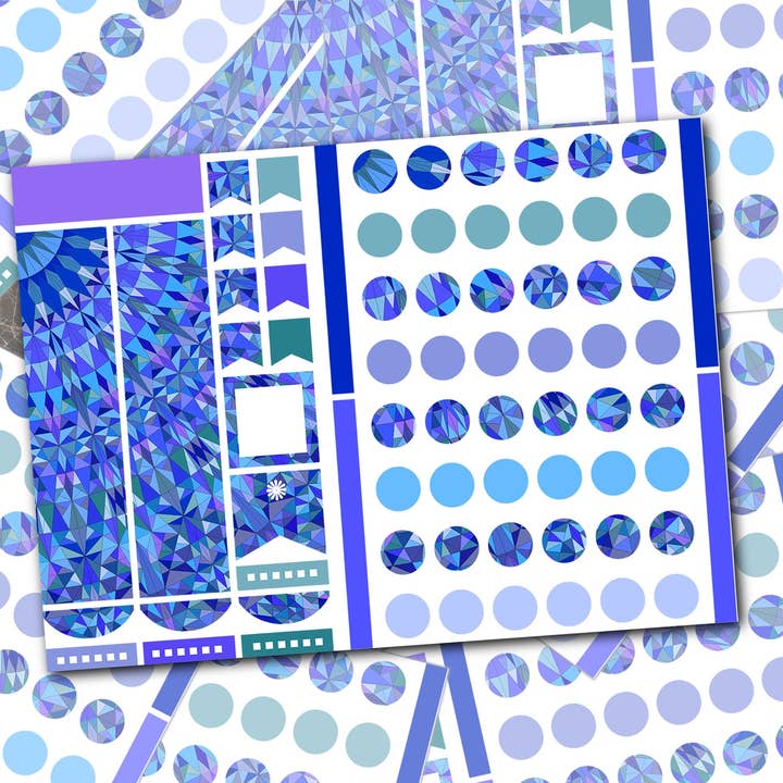 Blue Mandala Sticker Sheet, Journal Planning Diary Stickers for wholesale by Swanky Bazaar