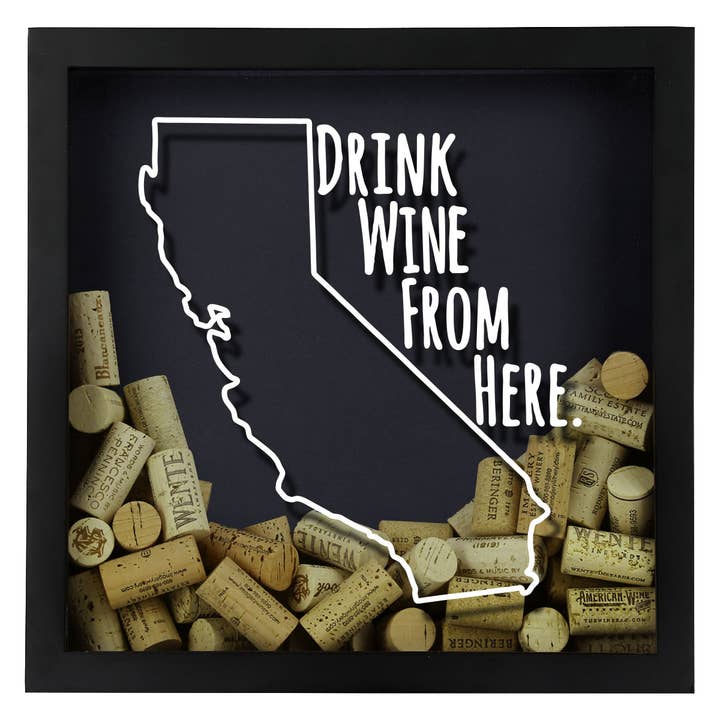 Torched Products - Wholesale Sign - Drink Wine From Here Beer Cap Shadow Box - Black4