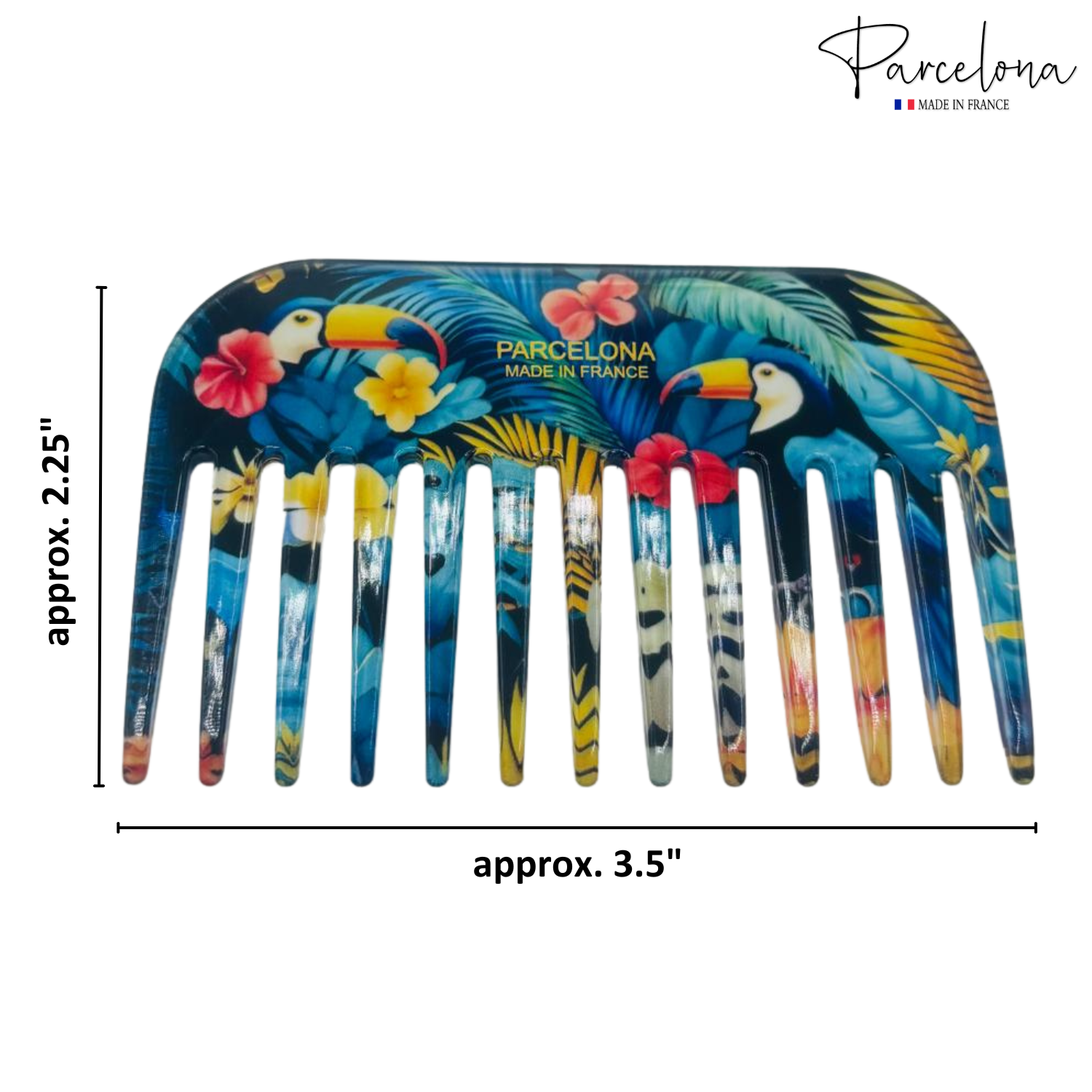 Parcelona - Wholesale Hair Brush/Comb - Parcelona Wide Tooth Comb Tropical Toucan Floral Print Comb for Thick Curly Hair74