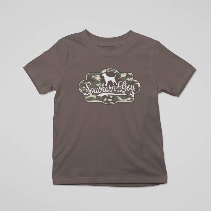 Vintage Brown Southern Boy Youth/Toddler Graphic Tee for wholesale on Faire