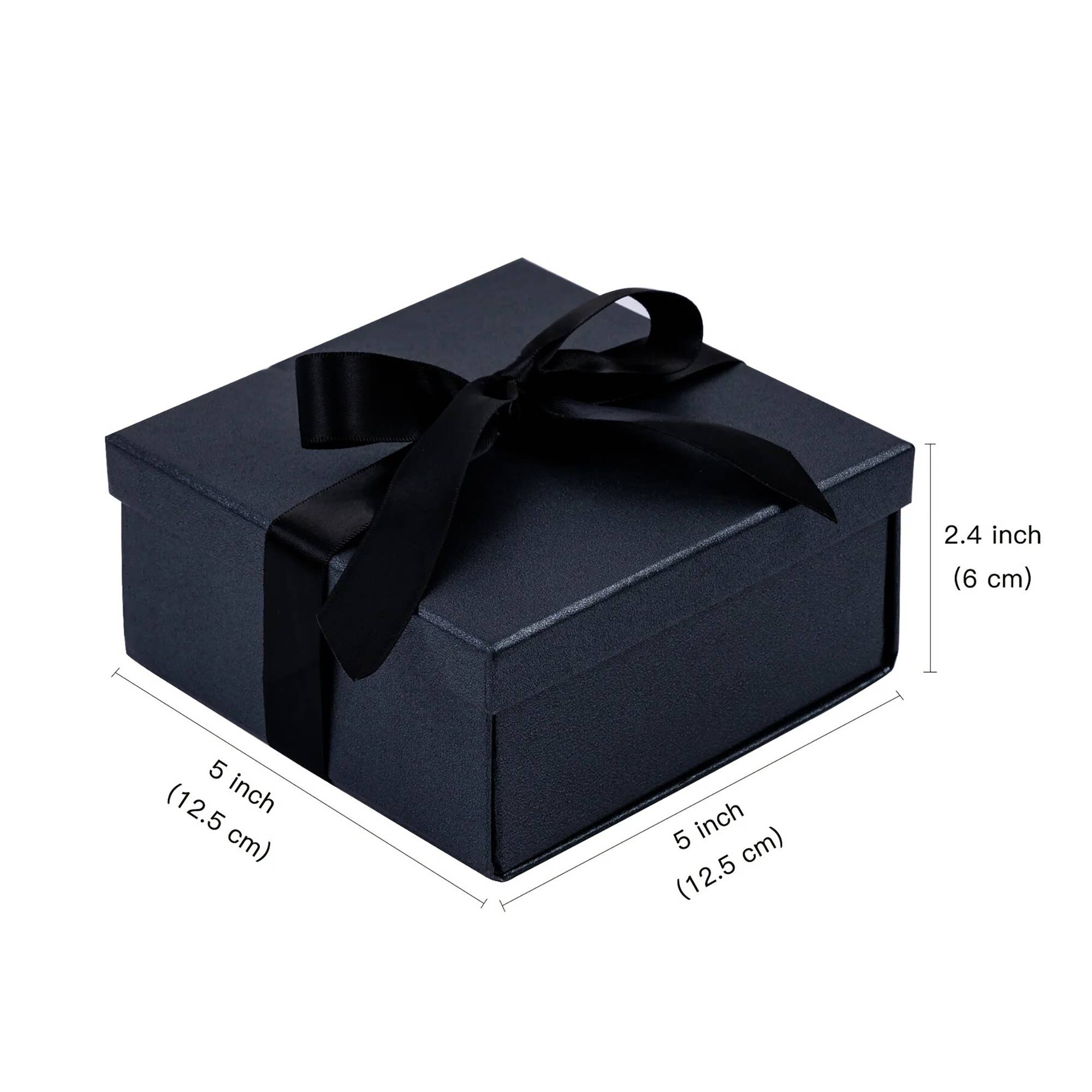 LA Ribbons Wholesale - Vente Coffrets cadeaux - Boîte cadeau 5" x 5" x 2,4" avec ruban en satin | Noir1