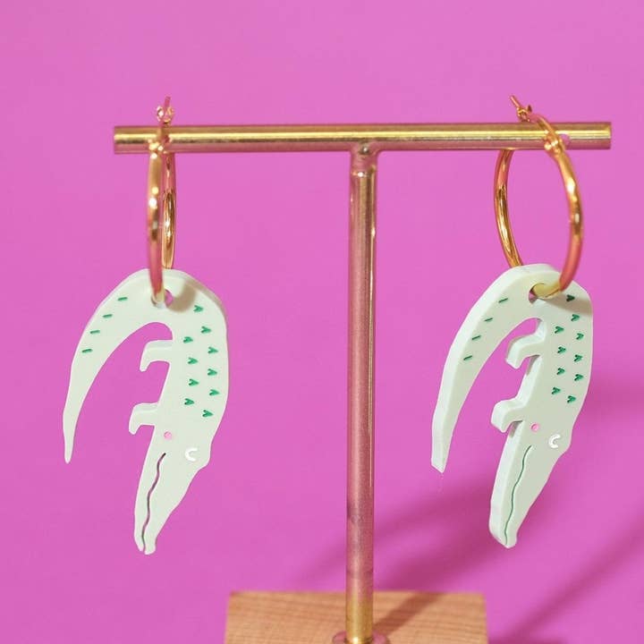 Pastel Alligator Hoop earrings for wholesale by Sleepy Mountain