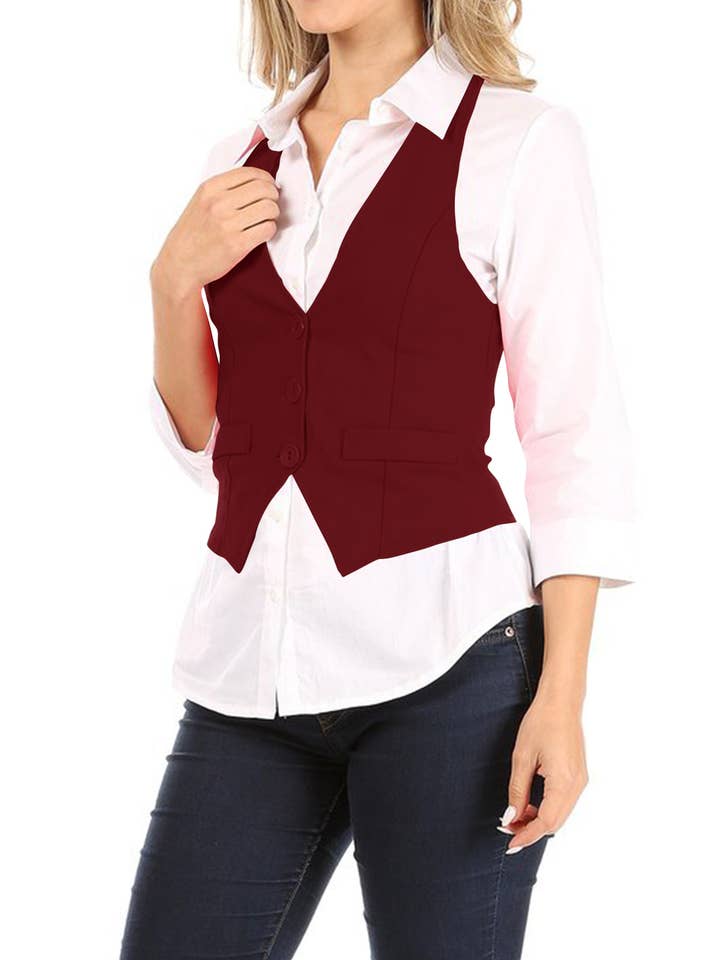 MOA COLLECTION – wholesale Kostymväst – Dam – Dam Casual Knapp ner Smoking Kostym Väst Topp