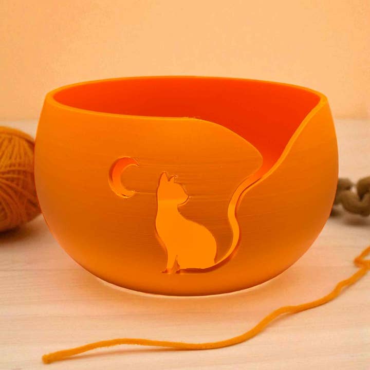 Cat & Moon Yarn Bowl | 3D Printed Yarn Bowl for wholesale by Loops And Layers