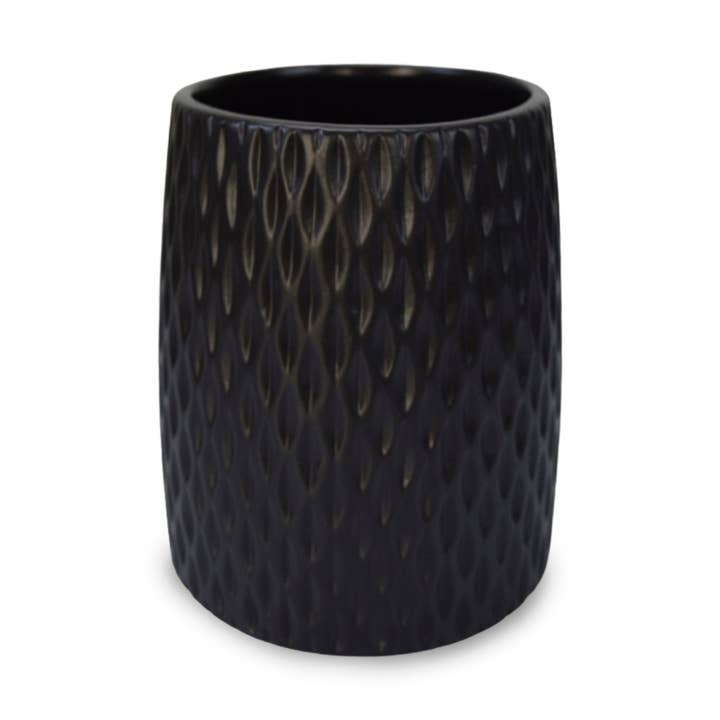 6" Diamond Textured Black Ceramic Vase for wholesale by Tremont Floral Supplies
