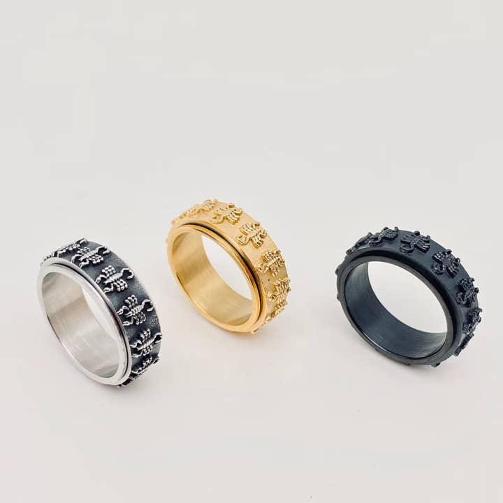 Mio Queena – Großhandel Band/Stapelring – Drehbarer Edelstahlring Scorpion - MJ/MR