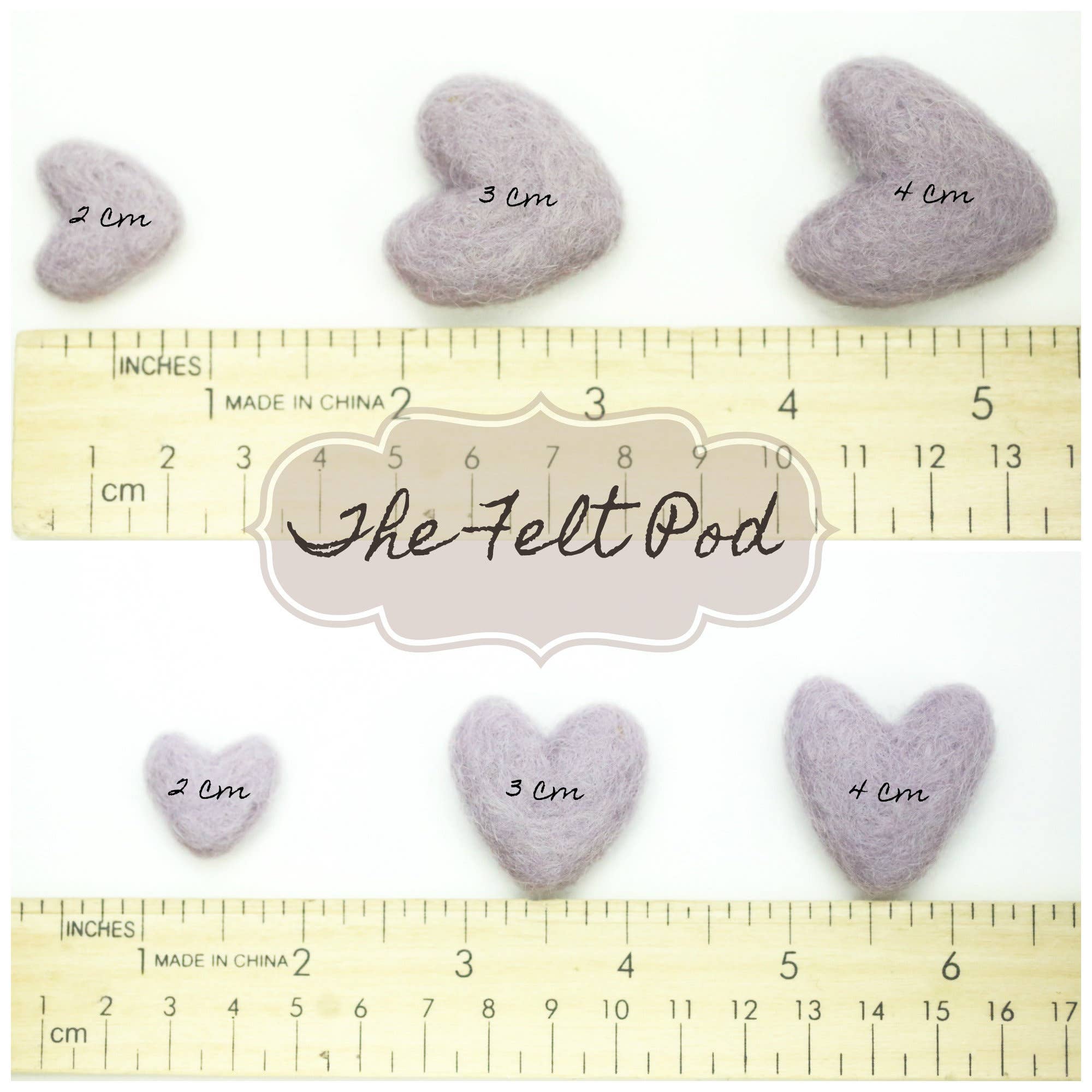 The Felt Pod – material para artesanato por atacado – Corações de feltro 2 cm - 10 unidades3