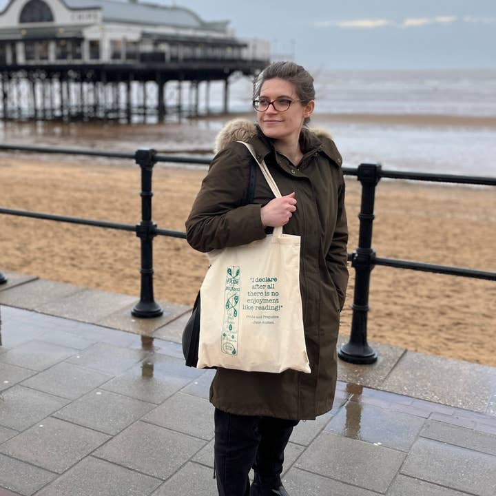 Pride and Prejudice "there is no enjoyment like reading!" tote bag for wholesale by Georgina The Librarian