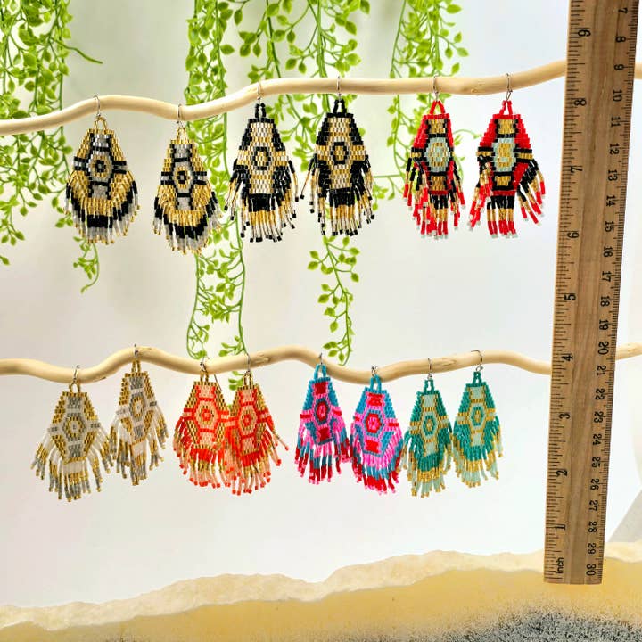 Rock Paradise - Wholesale Dangle earrings - Seed Bead Earrings - Hexagon and Fringe Pattern - You Choose Style7