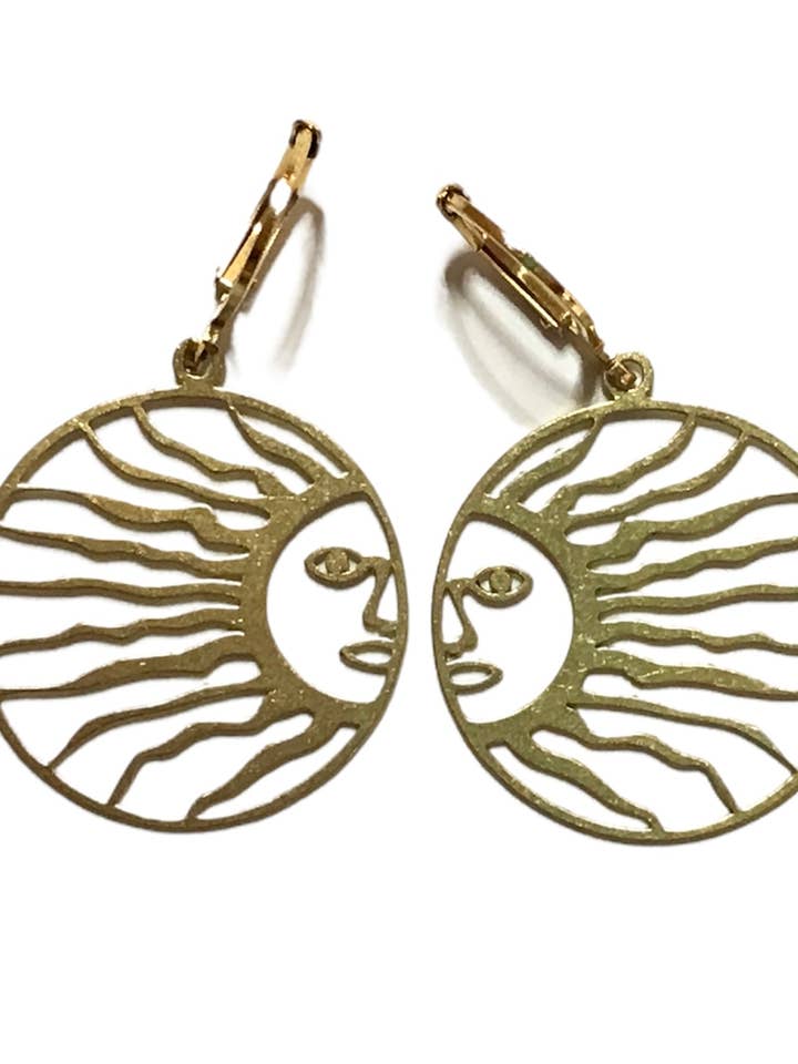 Brass Round Sun Earrings for wholesale by Dreamspirit