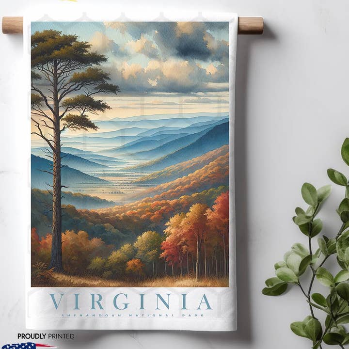 ADDLE iNK - Wholesale Tea Towel - Virginia Landmark & Landscape Watercolor Kitchen Dish Towel