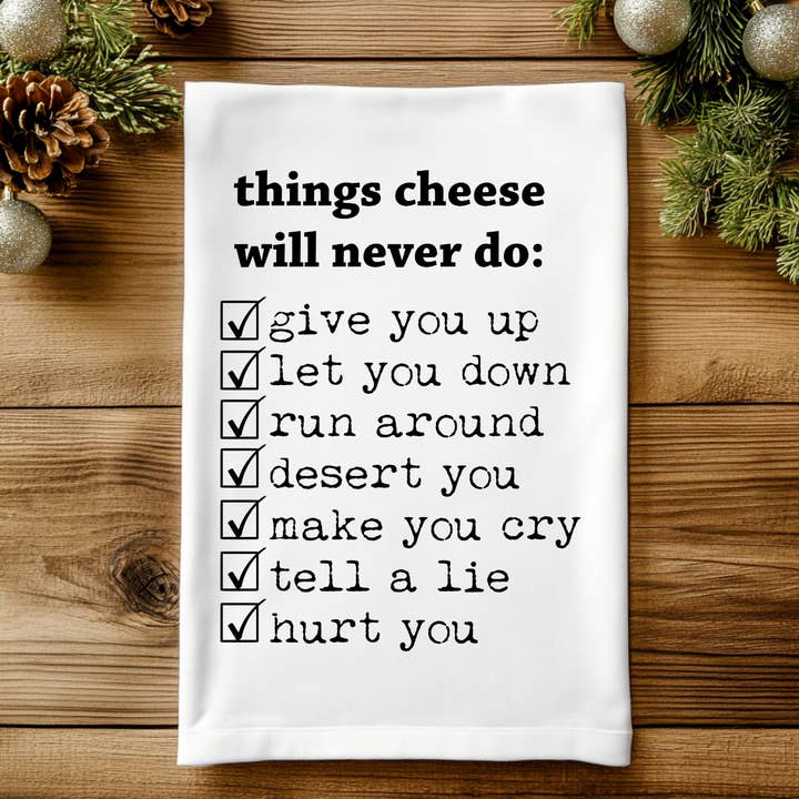 Dinge, die Käse niemals tun wird - Küchentücher für den Großhandel von Moonlight Makers