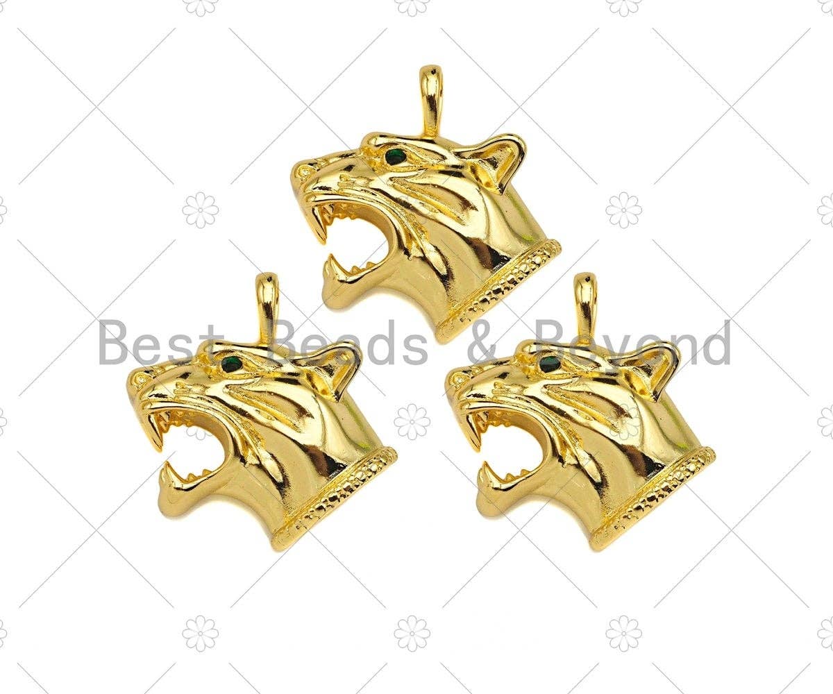 BestBeads&Beyond – wholesale Individual charm/pendant – 18K Gold Filled Tiger Head, Panther Head Pendant0