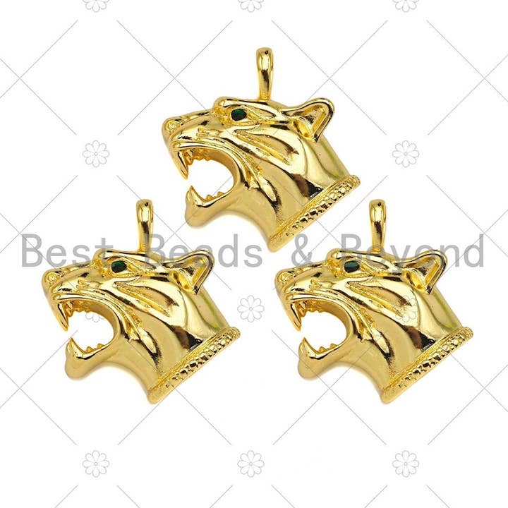 BestBeads&Beyond – wholesale Individual charm/pendant – 18K Gold Filled Tiger Head, Panther Head Pendant