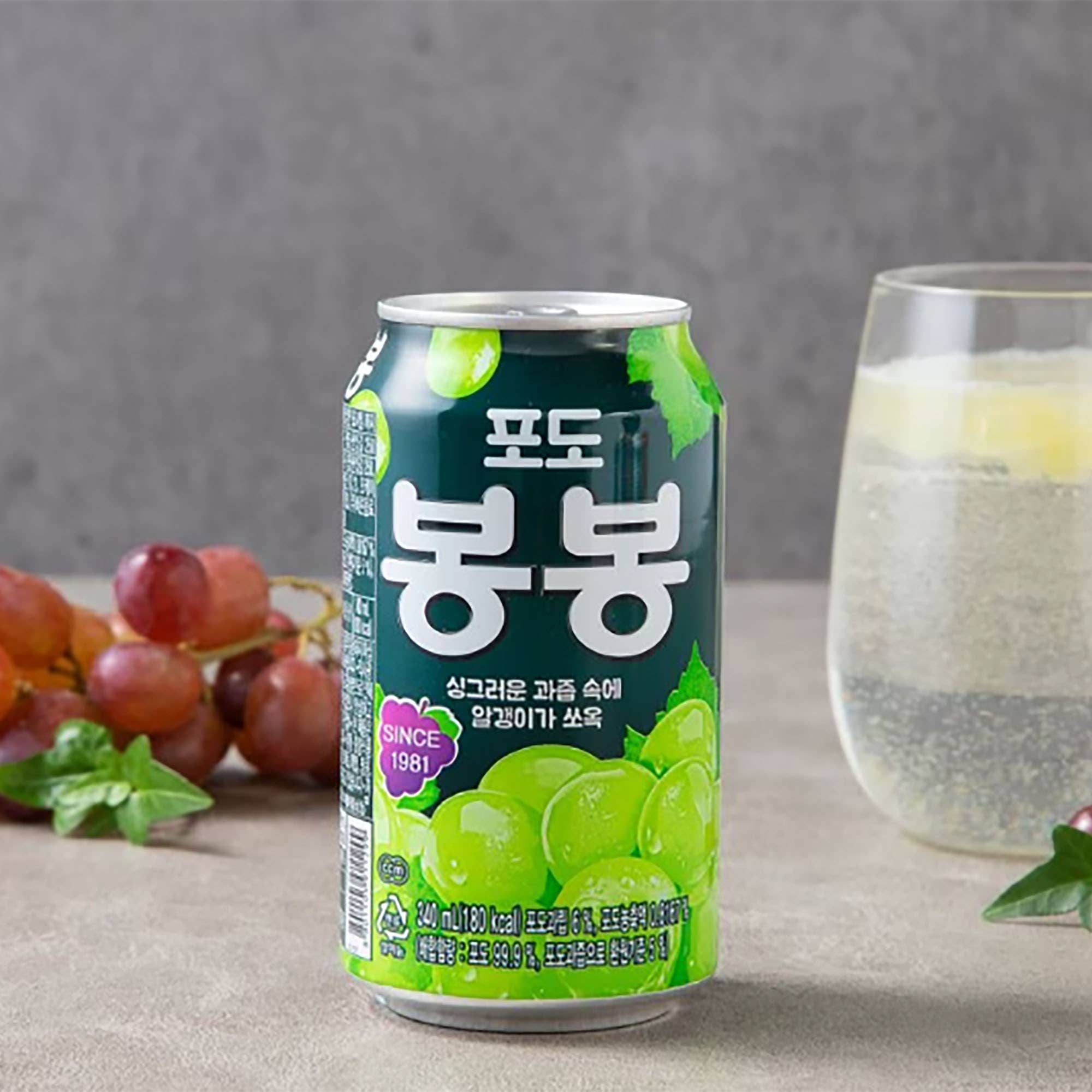 K Moitves Foods - Vendita all'ingrosso Bibite/bevande gassate - Bevanda Haitai al succo d'uva verde con polpa – lattina 238 ml (confezione da 24)1