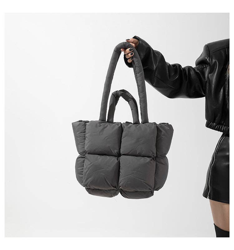 Dipped Shop - Wholesale Tote Bag - Women's - Simple Puffer Tote Bag Solid Color Soft Handbag DP809126