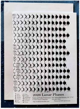 VisionWorks LLC - Wholesale Stationery/Notecard Set - 2026 Lunar Phases Notecard.  Envelop Included.  Moon Phases.1