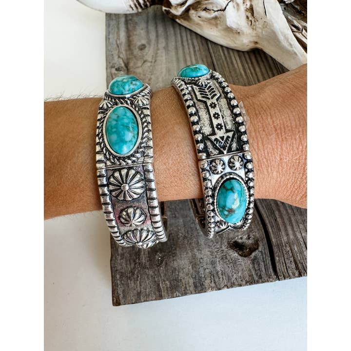 Boho Ranch Shop - Vente Bracelet jonc - Bracelet extensible en pierre de style Navajo occidental3