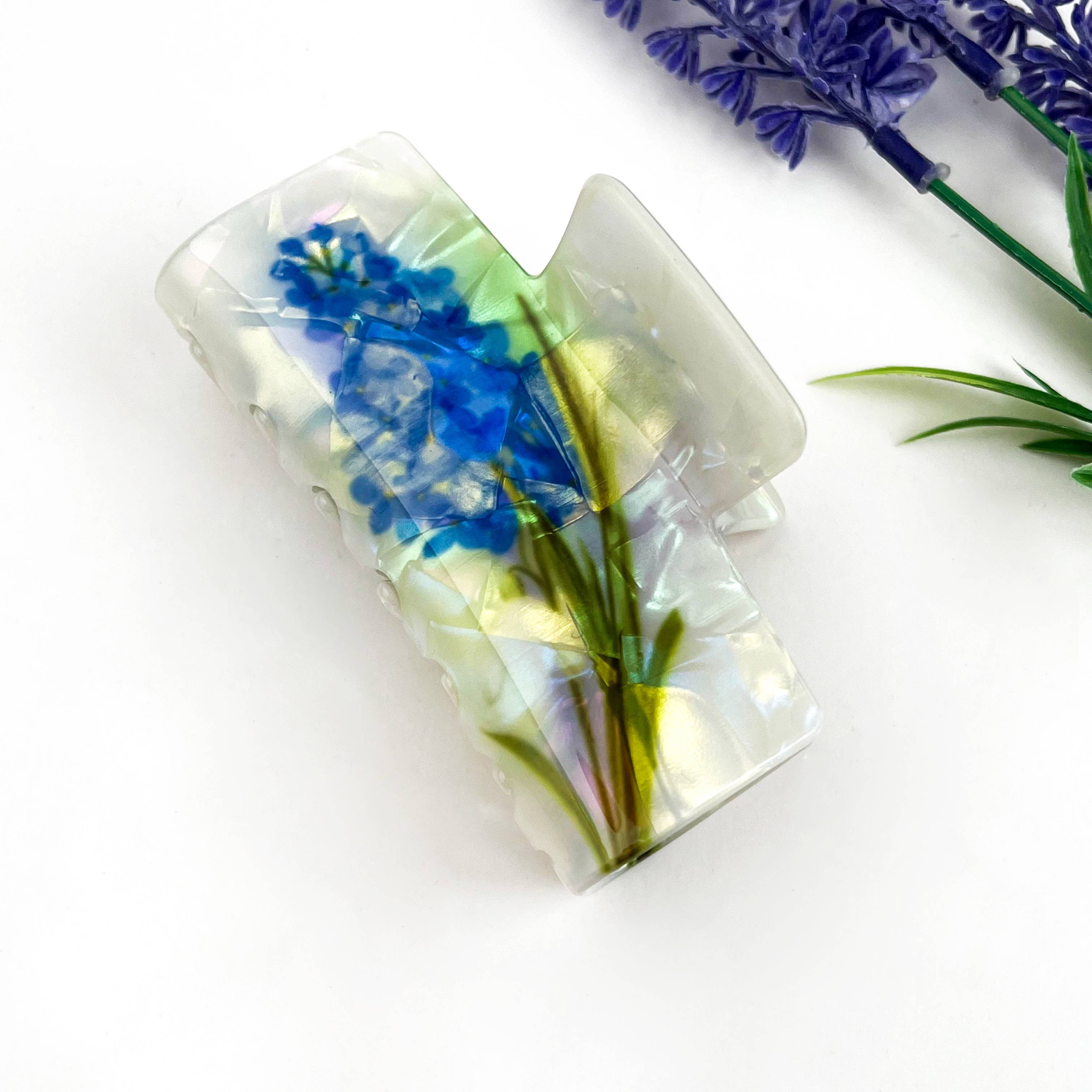 mildstyles – Engroshandel Hårspænde - Dame – Vintage blomster rektangel print hårklo klips3