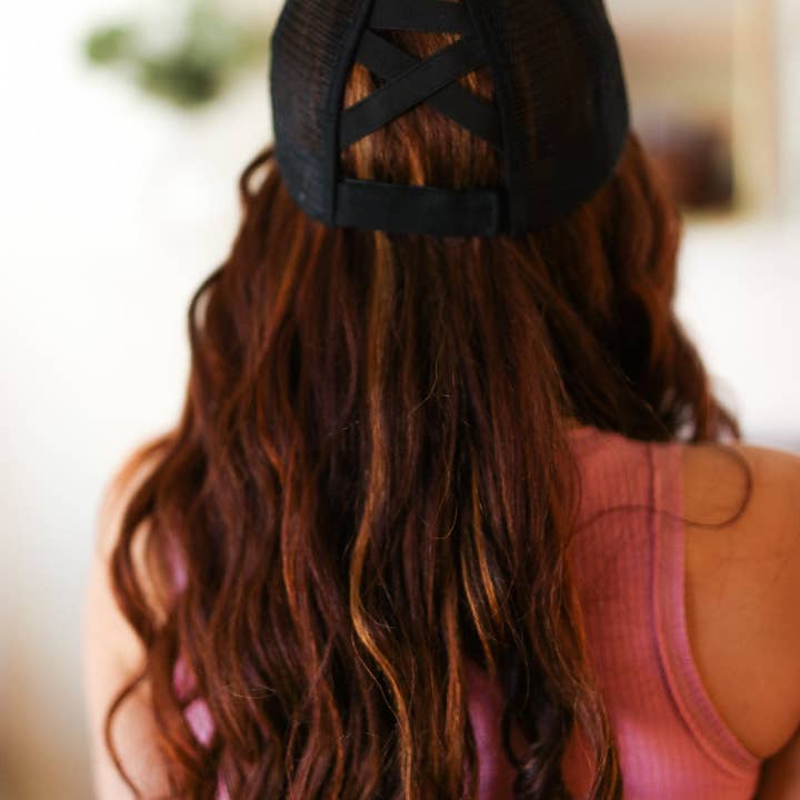 Promenade - Wholesale Trucker Hat - Women's - Black & White "USA" Rodeo Trucker Hat1