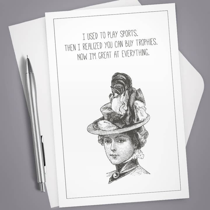 Vintage Greeting Card, Trophies, Woman, Hilarious Card for wholesale by Vintage Wit